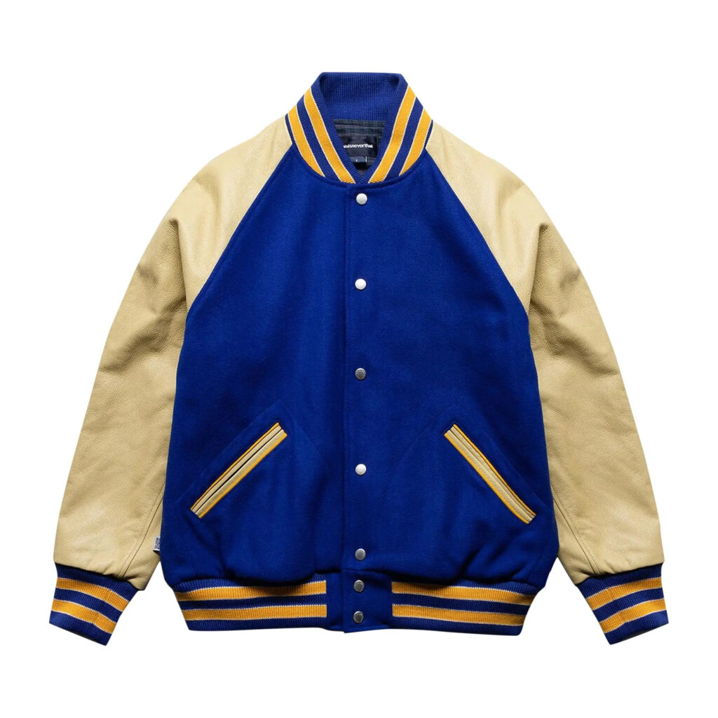 Raglan Sleeves Leather varsity jacket