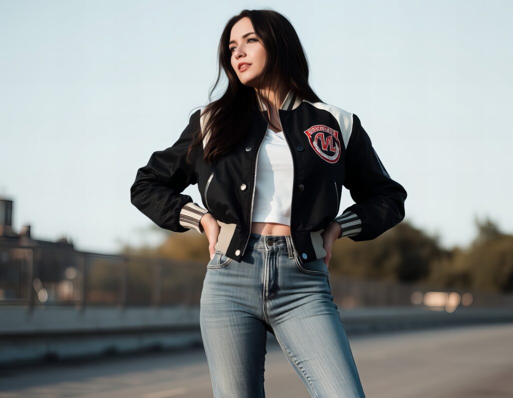 cropped varsity jacket womens
