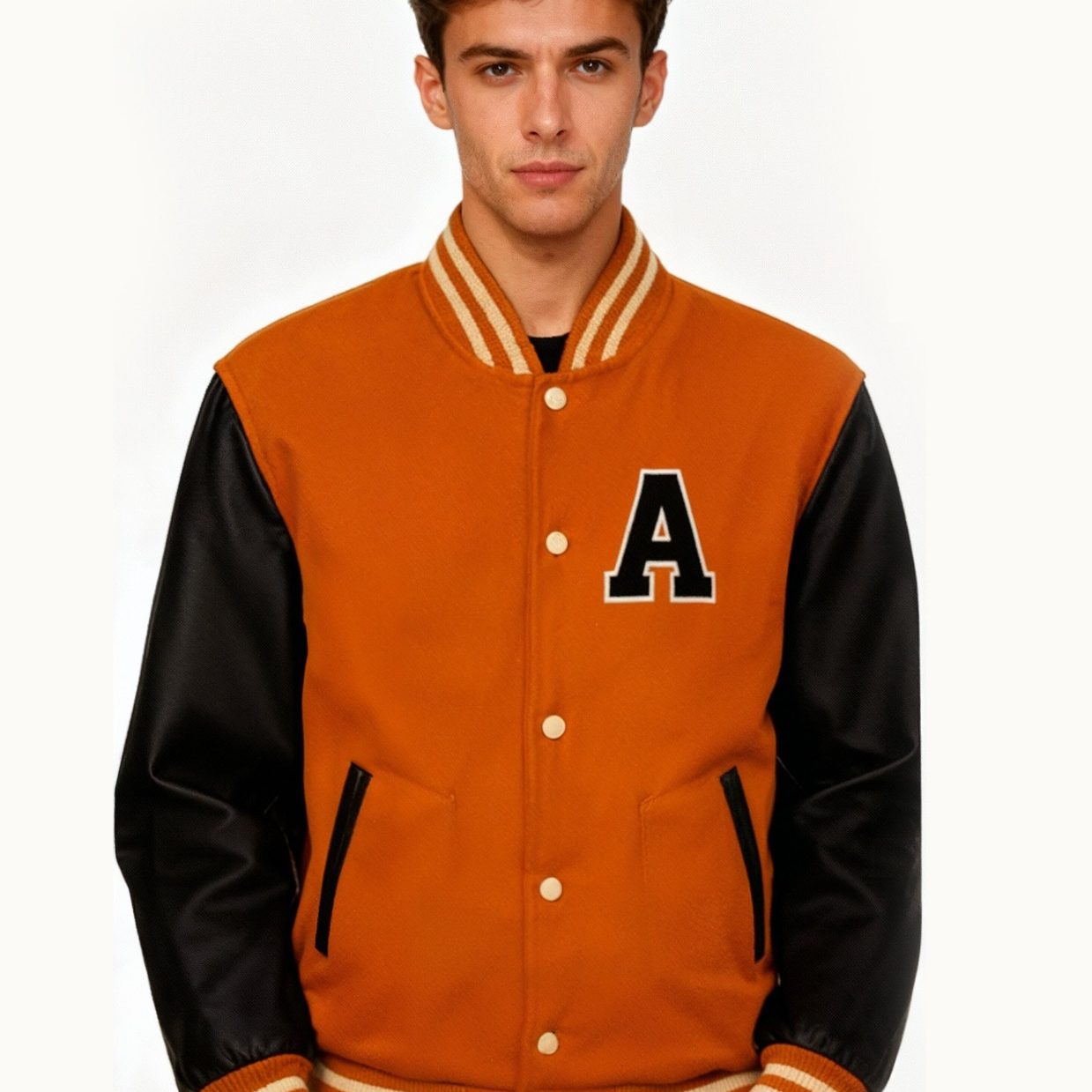 Custom Orange Varsity Jacket Personalized Letterman Jacket