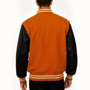 Custom Orange Varsity Jacket Personalized Wool & Leather Letterman Jacket - Image 2