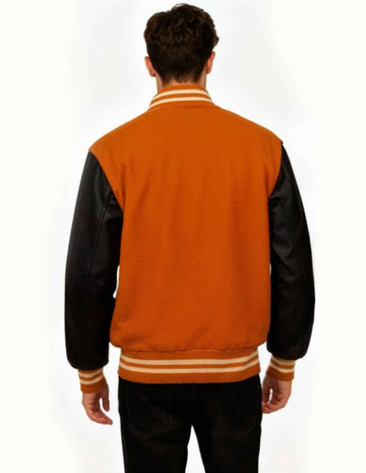 Custom Orange Varsity Jacket Personalized Wool & Leather Letterman Jacket - Image 2