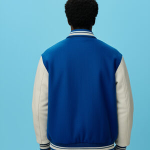 Custom Blue Varsity Jacket Premium Wool & Leather, Personalized Design - Image 3