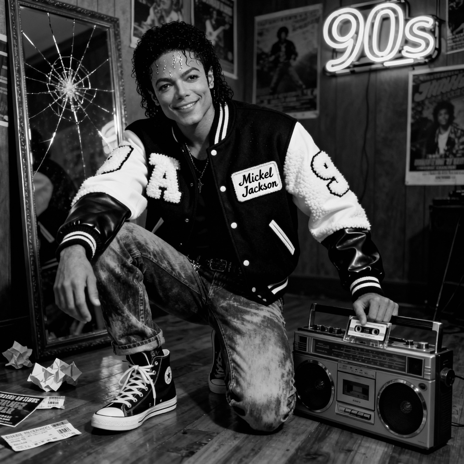 Michael Jackson old fashion fur varsity jacket style