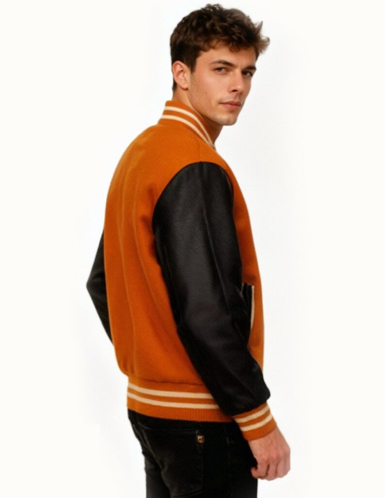 black orange varsity jacket