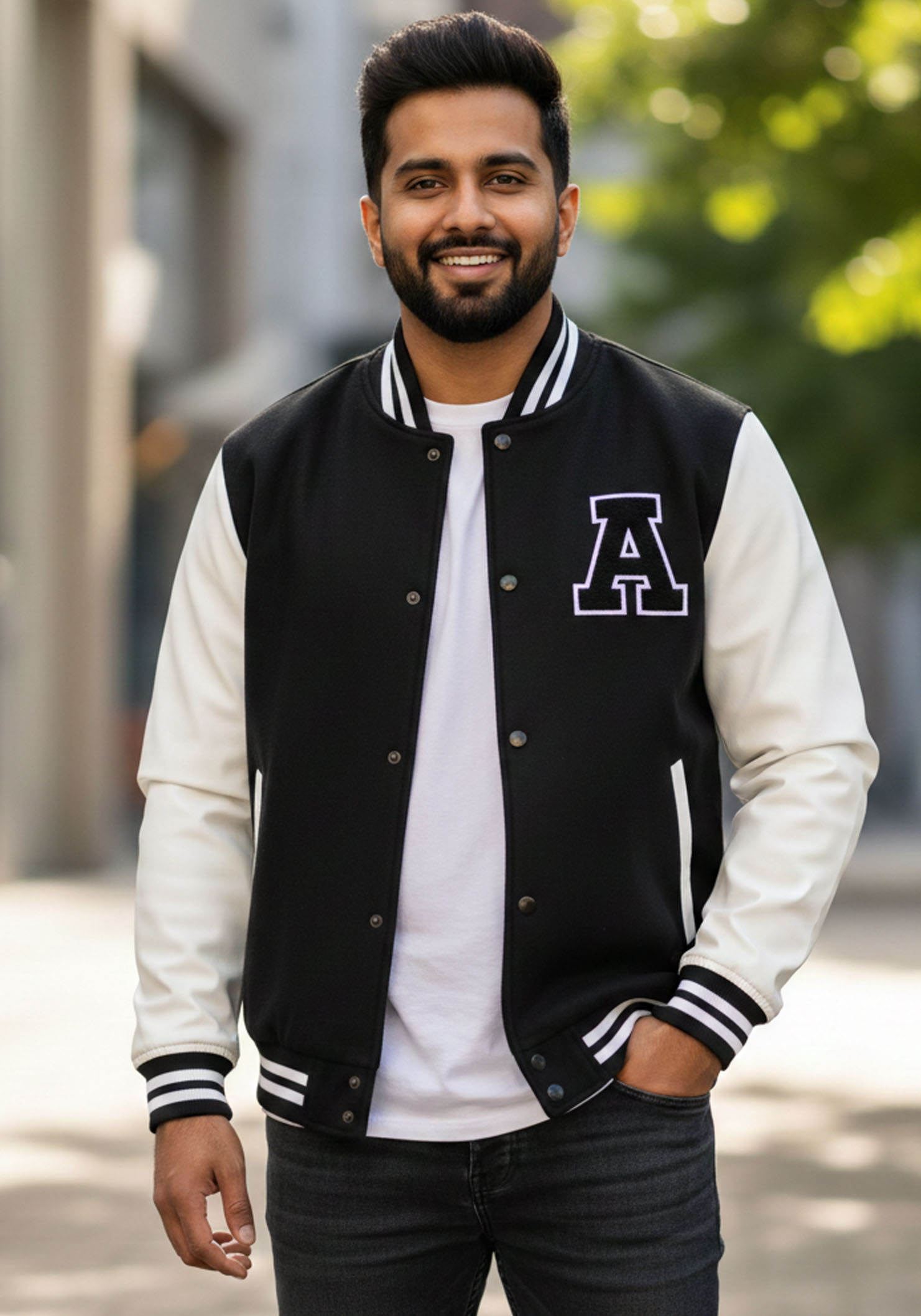 black white letterman jacket custom