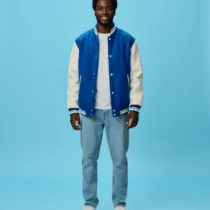 Custom Blue Varsity Jacket Premium Wool & Leather, Personalized Design - Image 2