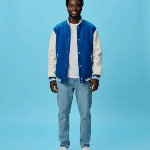 Custom Blue Varsity Jacket Premium Wool & Leather, Personalized Design - Image 2