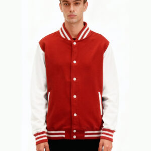 Custom Red White Varsity Jacket Premium Wool & Leather, Personalized Design