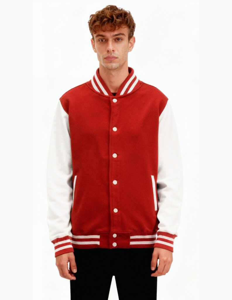 Custom Red White Varsity Jacket Premium Wool & Leather, Personalized Design