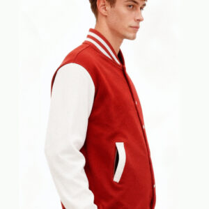 Custom Red White Varsity Jacket Premium Wool & Leather, Personalized Design - Image 2