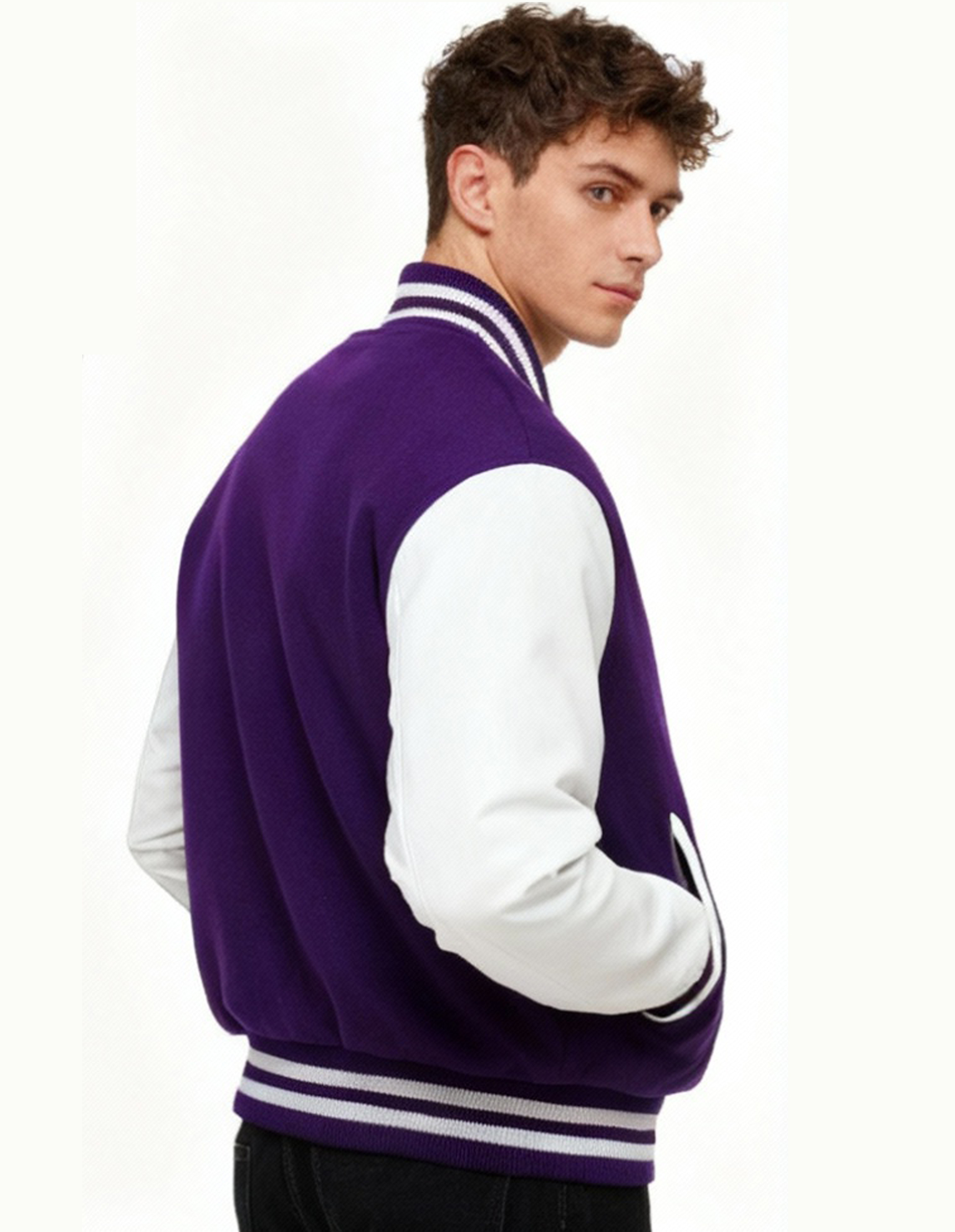purple white varsity jacket - Image 3