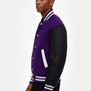 Premium Purple and Black Varsity Jacket Fully Custom Made your Own Design - Image 2