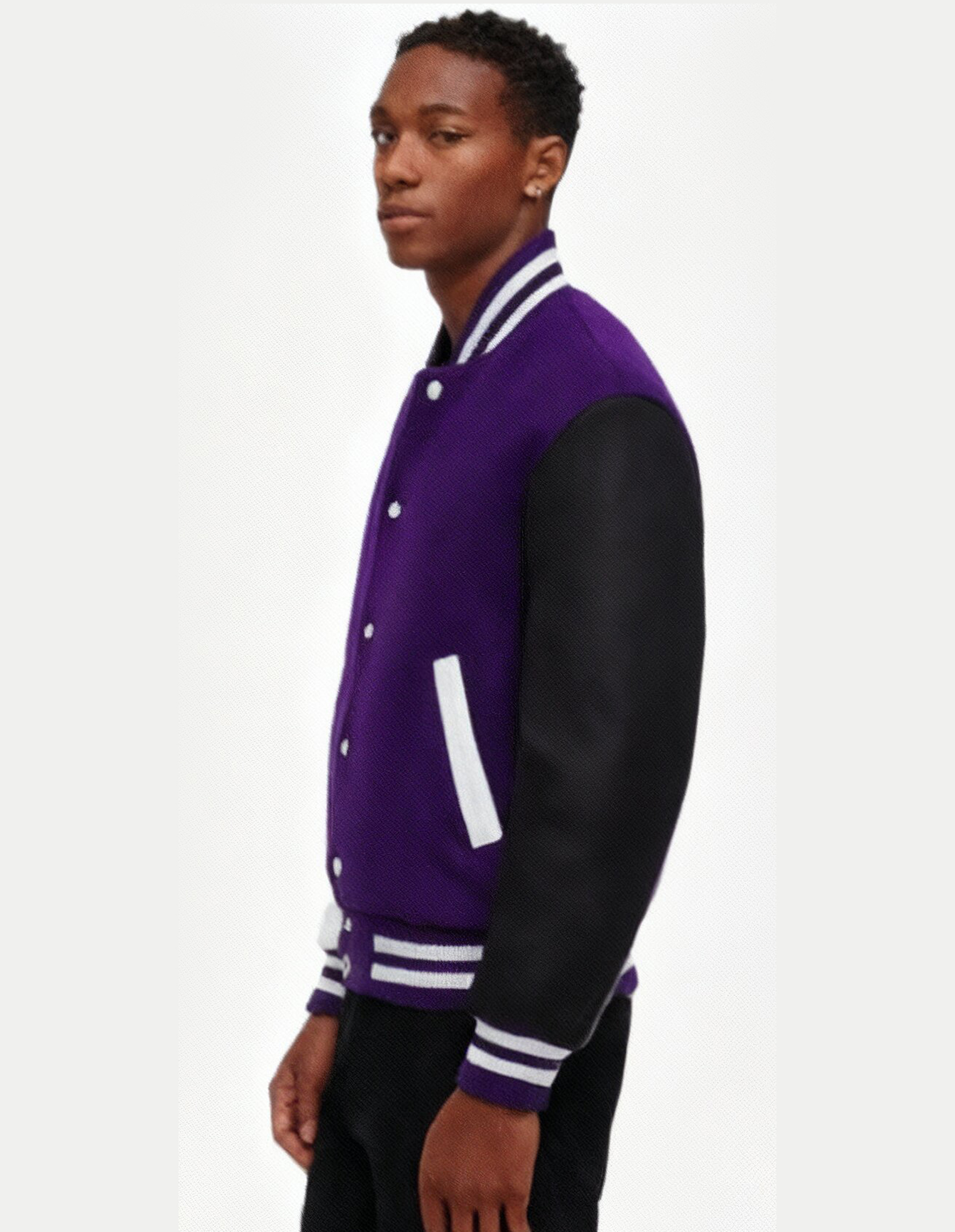 Premium Purple and Black Varsity Jacket Fully Custom Made your Own Design - Image 2