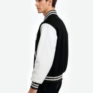 Custom Black and White Letterman Jacket - Image 3
