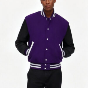 Premium Purple and Black Varsity Jacket Fully Custom Made your Own Design