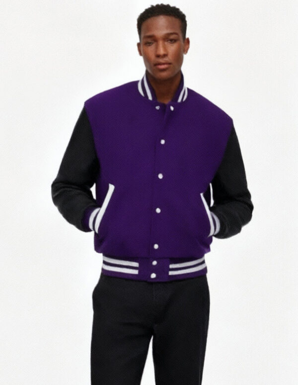 Premium Purple and Black Varsity Jacket Fully Custom Made your Own Design