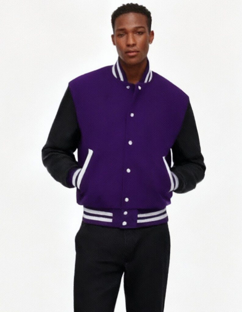 Premium Purple and Black Varsity Jacket Fully Custom Made your Own Design