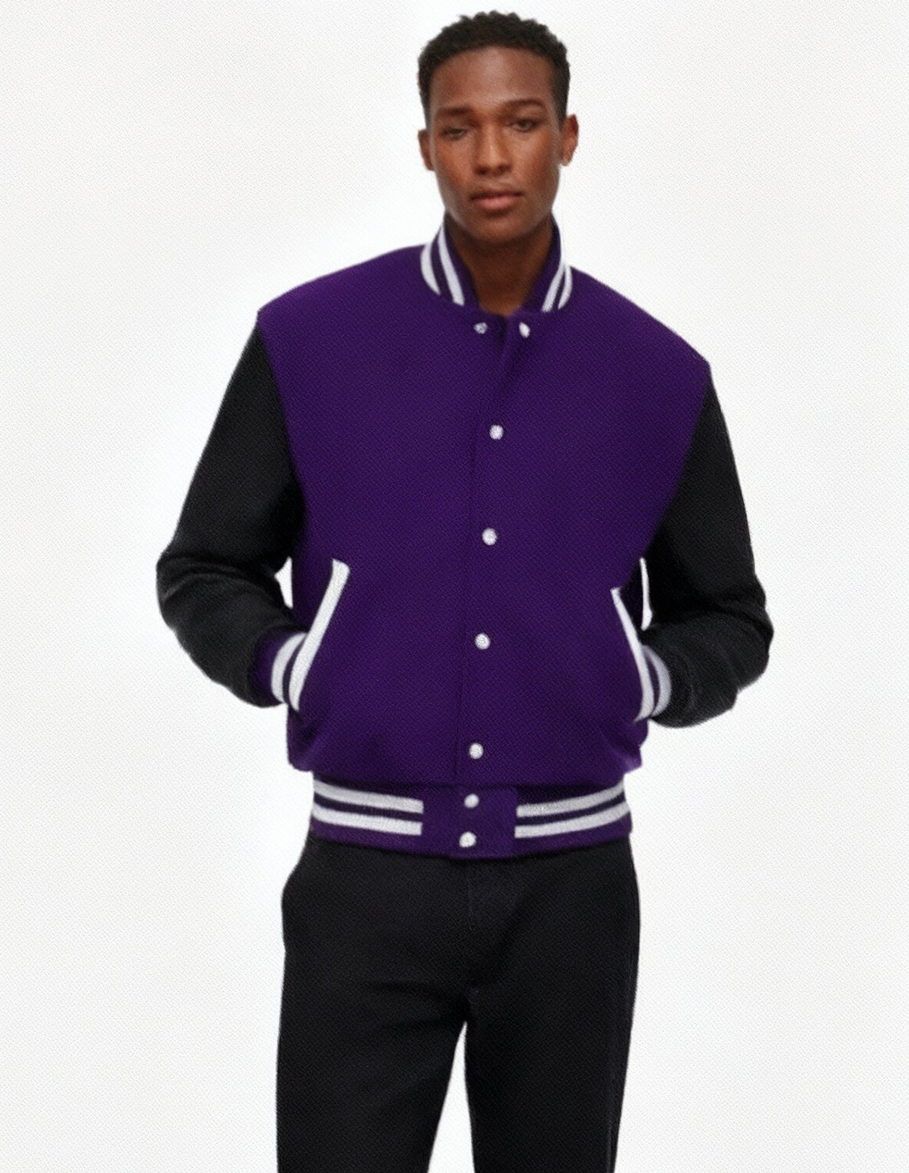 Premium Purple and Black Varsity Jacket Fully Custom Made your Own Design