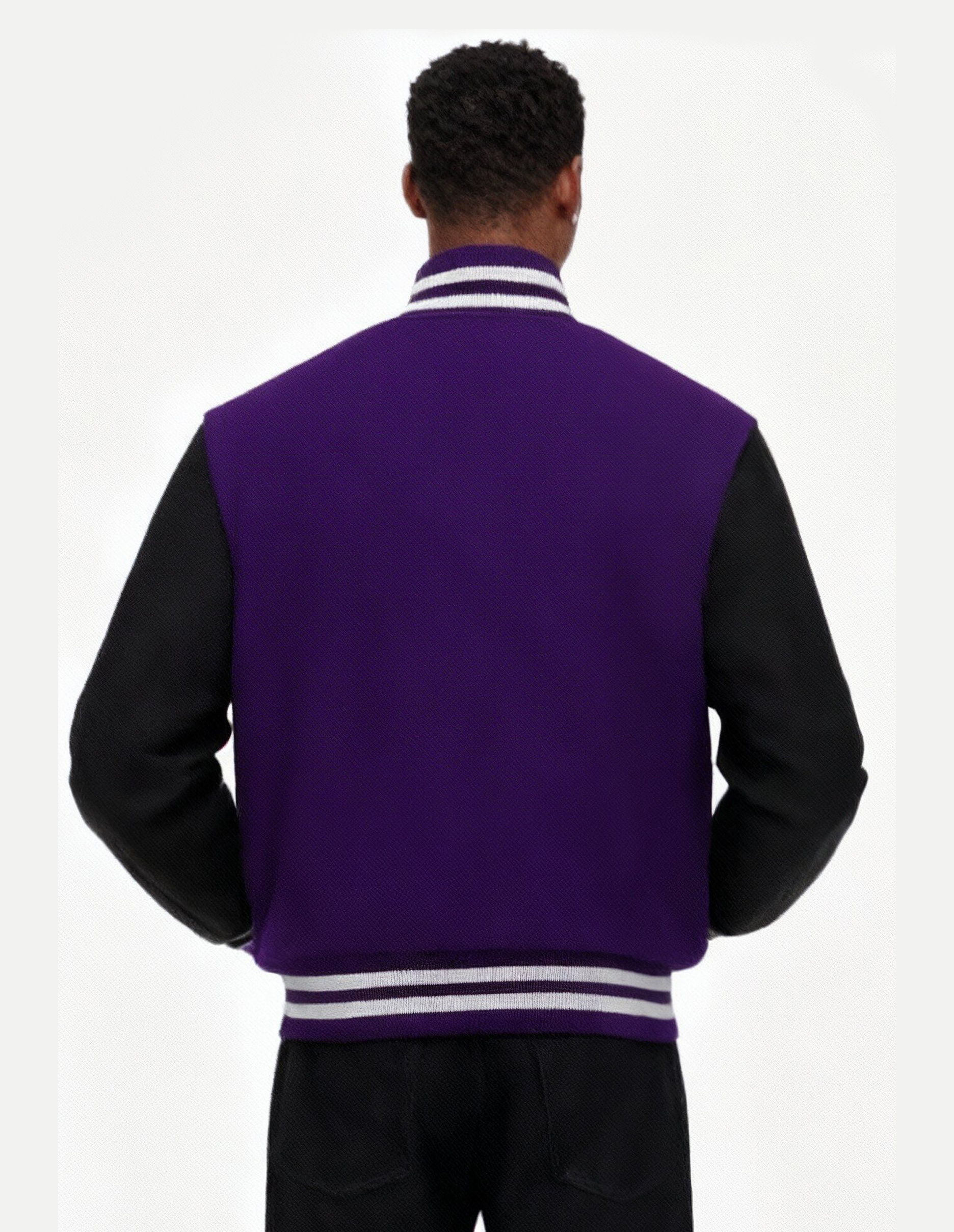Premium Purple and Black Varsity Jacket Fully Custom Made your Own Design - Image 3