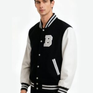 Custom Black and White Letterman Jacket - Image 2