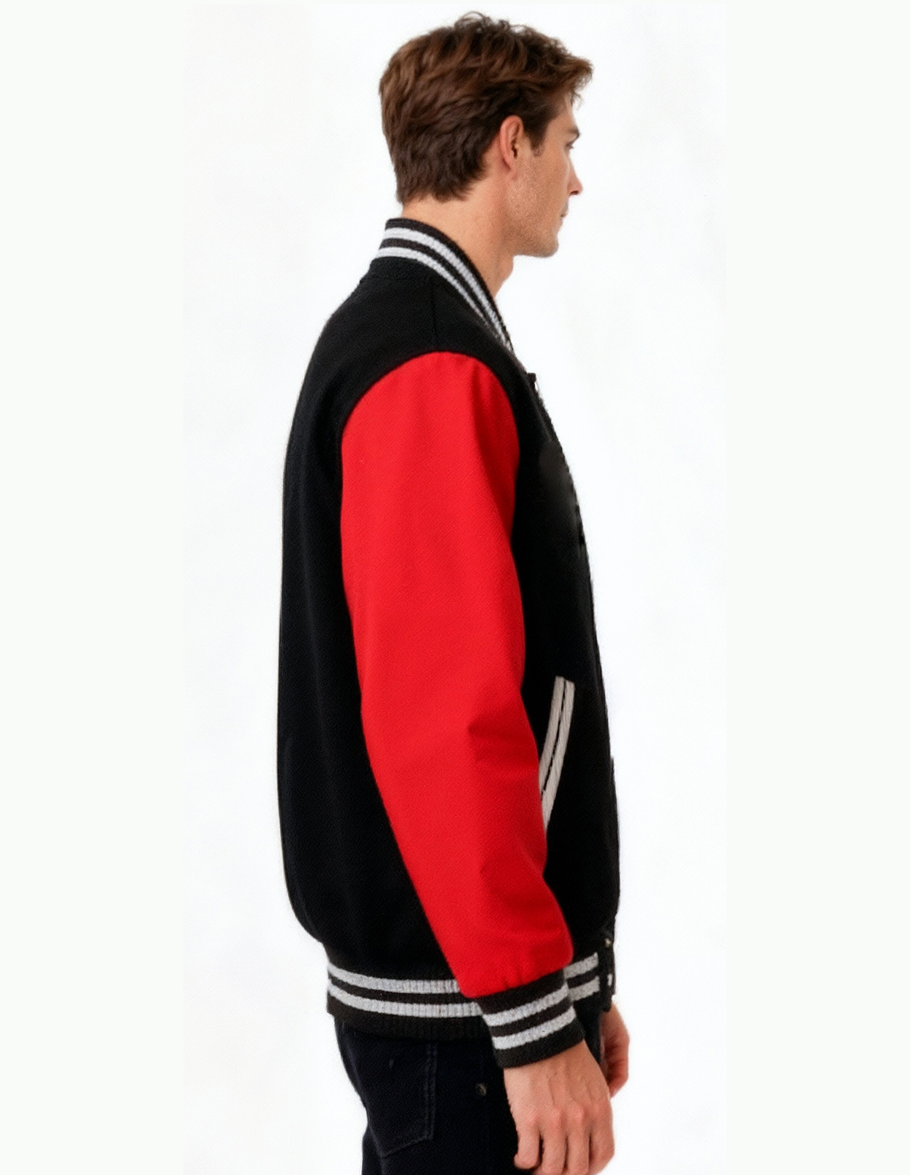 Letterman Varsity Jacket Red and Black for Men & Women - Image 4