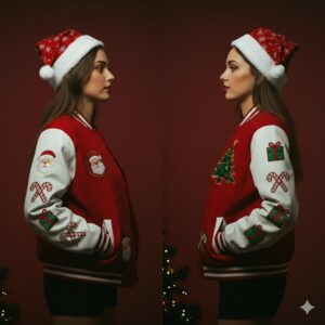 Women’s Christmas Varsity Jacket Festive Holiday Edition - Image 3