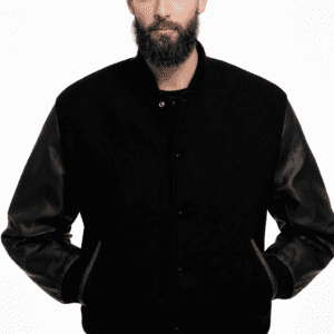 black varsity jacket