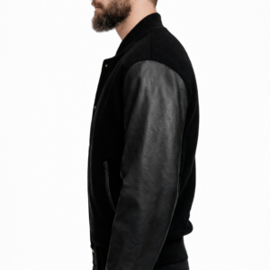 black wool varsity jacket