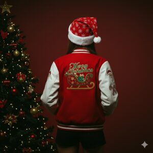 Women’s Christmas Varsity Jacket Festive Holiday Edition - Image 2