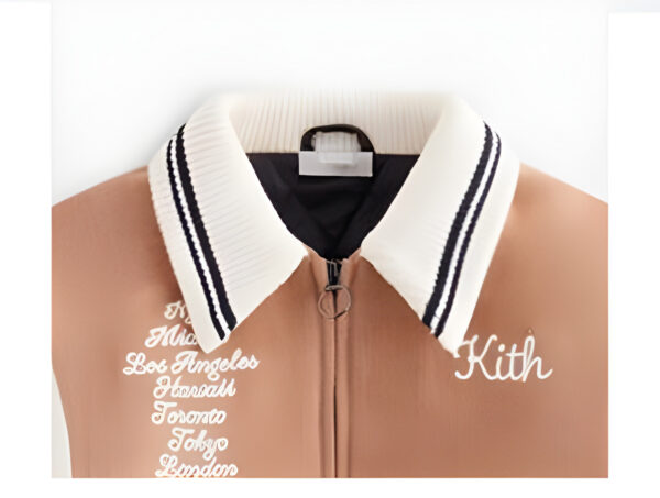 hug knit collar style varsity jacket