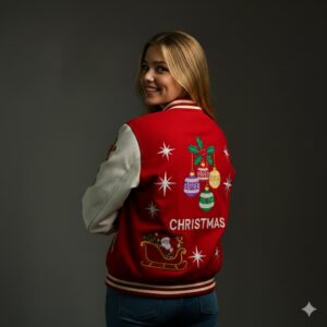 Red Christmas Women Jacket - Image 3