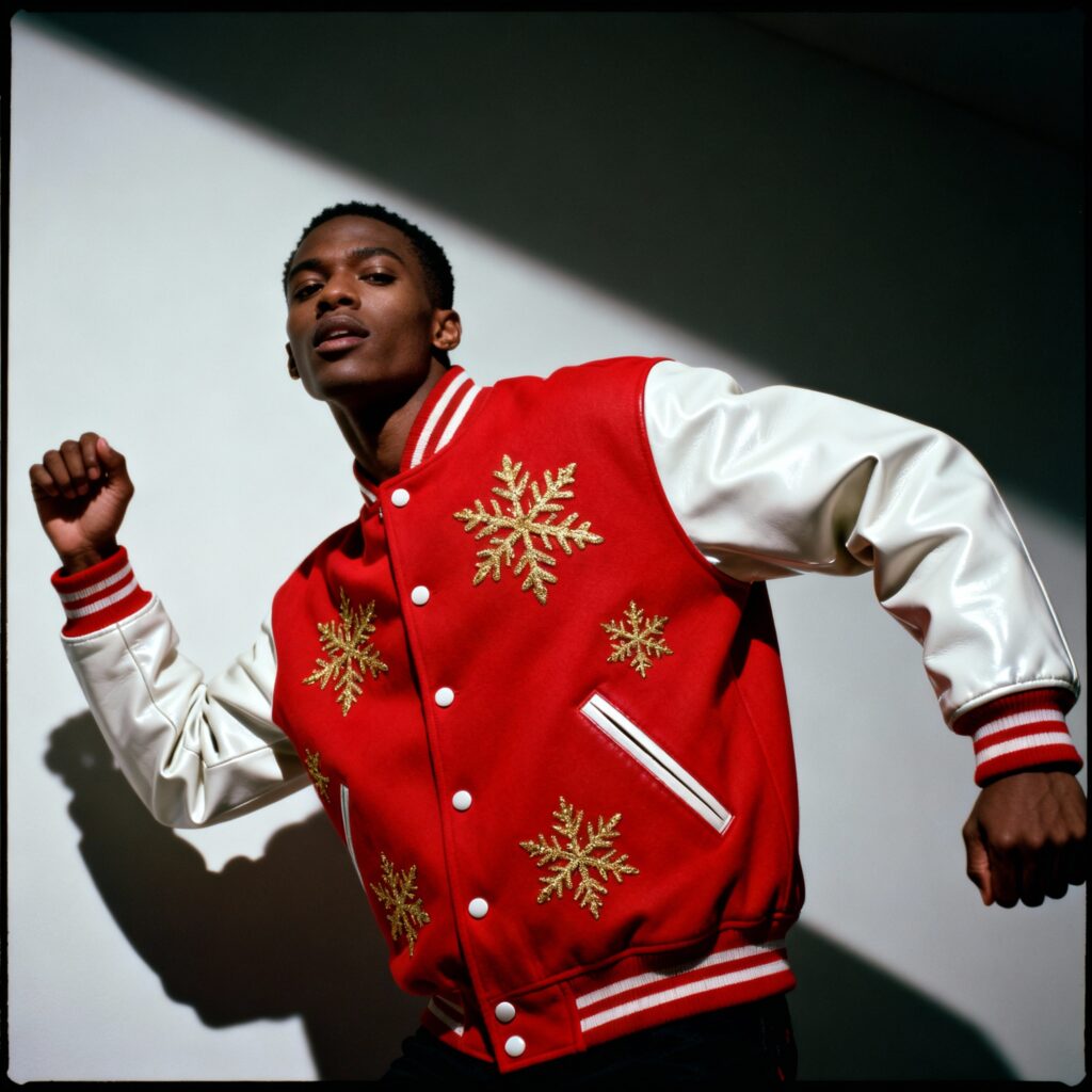 Red Christmas Varsity Jacket