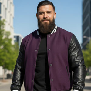 Purple and Black Letterman Jacket
