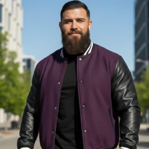 Purple and Black Letterman Jacket