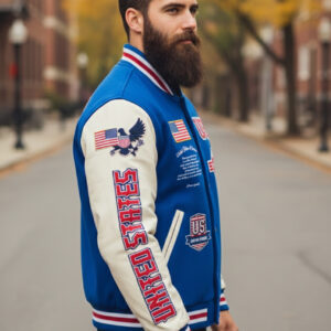 USA flag letterman jacket