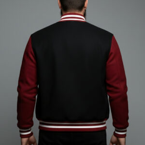 black maroon varsity jacket