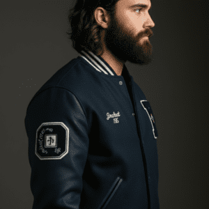 blue letterman jacket