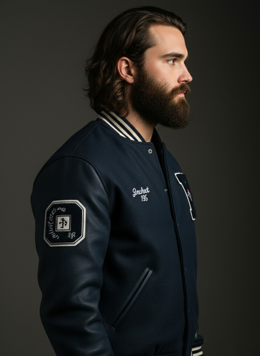 blue letterman jacket