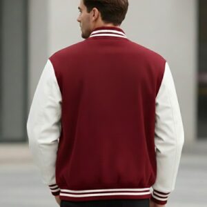 custom Maroon White Varsity Jacket