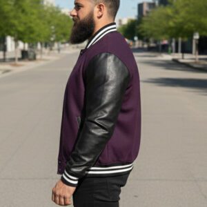 custom purple black varsity jacket