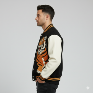 embroidered tiger varsity jacket