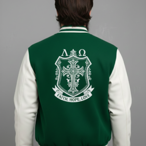 faith hope love design varsity jacket