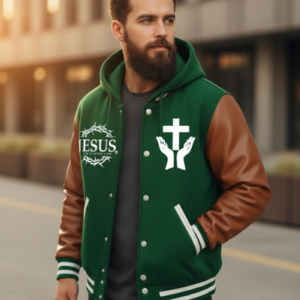 Jesus cross varsity jacket