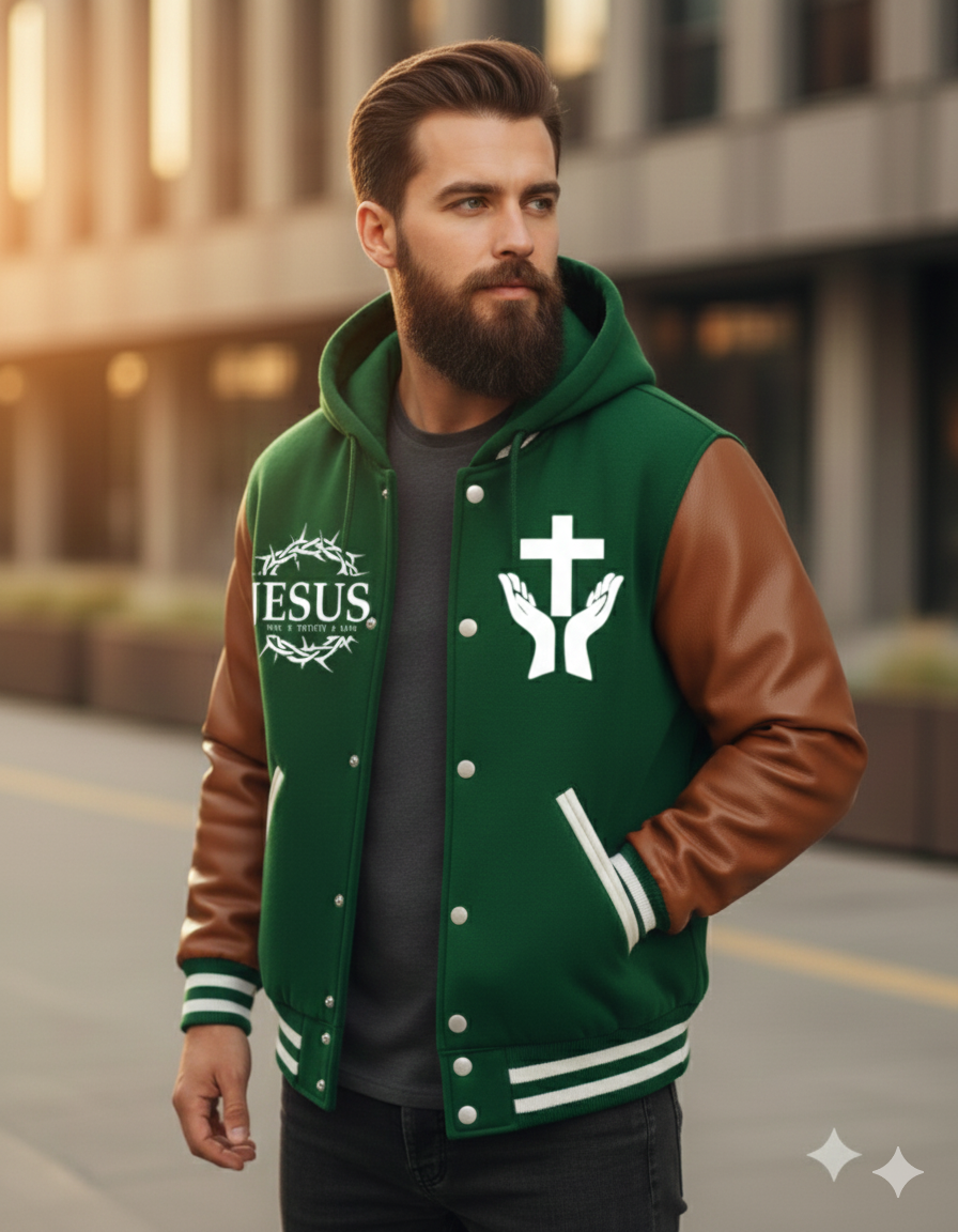 Jesus cross varsity jacket