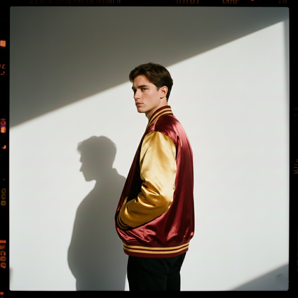 maroon gold satin jacket