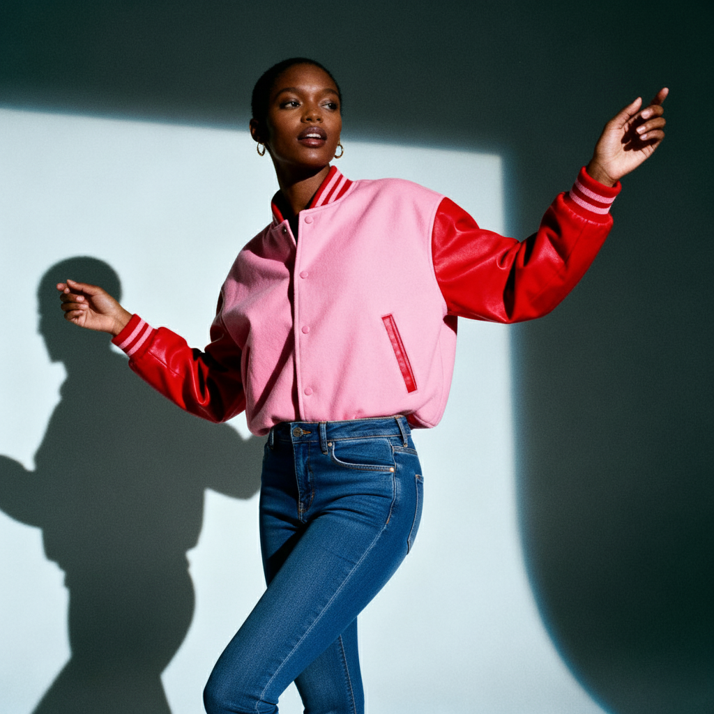 pink and red varsity jacket bulk