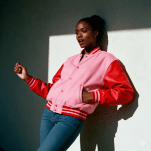 pink and red varsity jacket custom