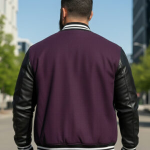 purple and black letterman jacket