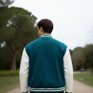 teal letterman jacket