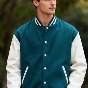 teal varsity jacket